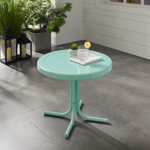 Crosley Furniture Griffith Weather Resistant Retro Metal Outdoor Side Table for Patio, Deck, Porch, Aqua - color: Aqua