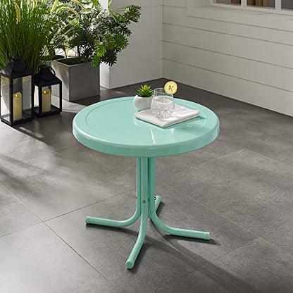 Crosley Furniture Griffith Weather Resistant Retro Metal Outdoor Side Table for Patio, Deck, Porch, Aqua - color: Aqua