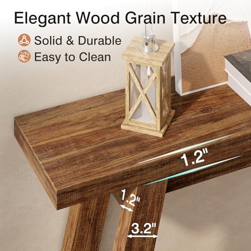 Console Table, 55-Inch Entryway Table with Storage 2-Tier Narrow Wood Console Table Behind Couch Sofa Tables for Living Room, Entryway, Hallway (Light Brown) - color: Brown