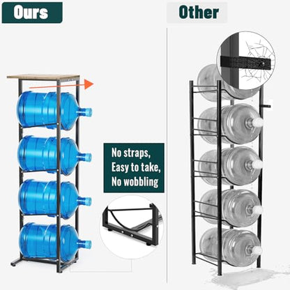 MYLOLF 5 Gallon Water Jug Holder with Storage Shelve : 4 Tier Water Jug Stand Holder for 5 Gallon Water Dispenser- 5 Gal Water Bottle Storage Rack Organizer for Home Kitchen Garage - size: 4 Tier +