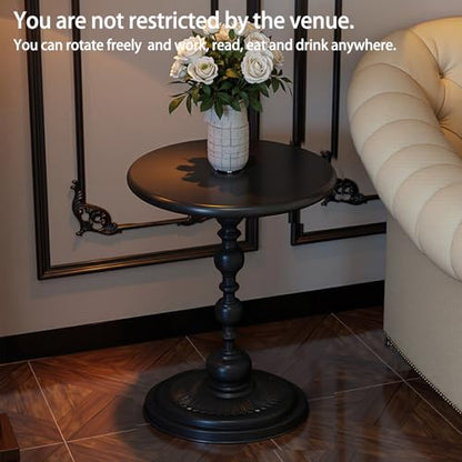 Pedestal Metal Round Side Table, Sofa Table, Small TV Tray Table for The Sofa in The Living Room and Bedroom, Bed, Chair, Mini Coffee Table, Headboard Table, 20.47 (H) *13.77 (W) - color: 1pcs - Black Upgrade Iron Table
