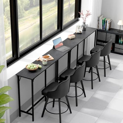 VINGLI 63 Inch Bar Table, Rectangular Counter Height Home Pub Table, Black | High Top, Multi-Scene Use for Kitchen Dining Living Room Sofa Entryway, Wooden Tabletop & Metal Base, Easy to Install - color: Black, size: 63"L