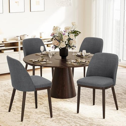 COLAMY Upholstered Dining Chairs Set of 4, Modern Kitchen Chairs with Back, Leather Side Dining Room Chairs with Wood Legs for Kitchen Dining Room Restaurant,Light Grey - color: Light Grey, size: Set of 4