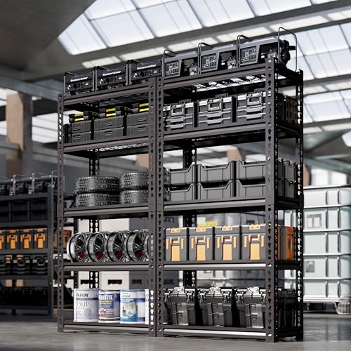 5 Tire Storage Shelving Heavy Duty Garage Shelves 2000LBS Load Bearing, Full Metal Shelving Units, Durable Construction, Adjustable Shelves, Easy Assembly, 28''W x 12''D x 60''H (60*28*12) - size: 5T 28" W x 12" D x 60''H