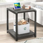 FOLUBAN Modern Side Table, Square End Table with Storage Shelf for Living Room, Rustic Industrial Wood Nightstand for Bedroom, Dark Gray - color: Dark Gray
