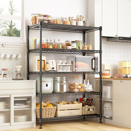 REIBII 63" H 5-Tier Heavy Duty Storage Shelves, 1020 lbs, 2-in-1 Adjustable | Heavy-duty 19mm steel, Split into 2 shelves, Leveling feet.Rustproof, 29"Wx14"D,Tool-free assembly,For garage kitchen laundry - size: 5 Tier-14"D x 29"W x 63"H