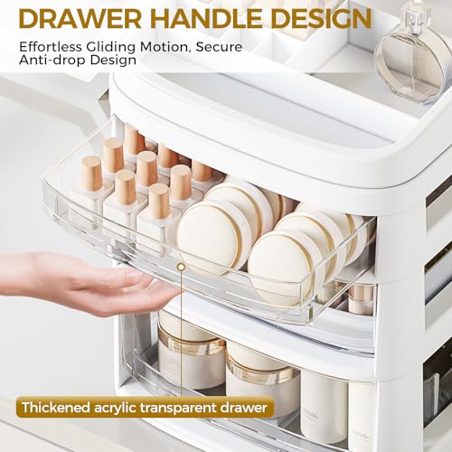 Rolling Cart with 6 Drawers, Clear Plastic Drawer Organizers, Dust Proof Under Desk Storage for Makeup, Skincare, Art Crafts and Baby Items, Acrylic Cosmetic Organizer with Dividers, Vanity Cart - size: 6 Tier
