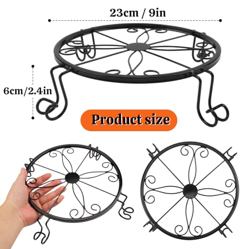 6 Pack 9 Inch Plant Stand, Heavy Duty Wrought Iron Plant Stands for Indoor & Outdoor, Low Plant Stands for Flowers with Elegant Design