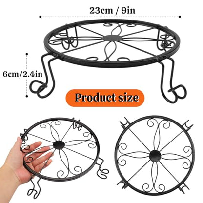 6 Pack 9 Inch Plant Stand, Heavy Duty Wrought Iron Plant Stands for Indoor & Outdoor, Low Plant Stands for Flowers with Elegant Design