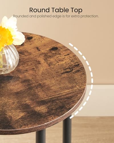 CHOEZON Side Table Set of 2, 2-Tier Round End Table, Small Nightstand with Sturdy Metal Tube, Industrial Coffee Table, for Living Room, Bedroom, Rustic Brown and Black TBZ01P2BF - color: Rustic Brown + Black
