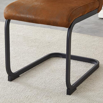 Baysitone Modern Dining Chairs Set of 2, Side Dining Room Chairs, High Back Kitchen Chairs with Suede Fabric Padded Seat for Dining Room,Kitchen, Living Room Brown - color: Suede Brown, size: Set of 2