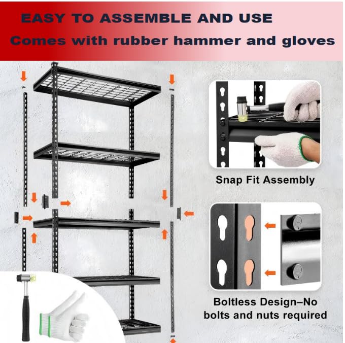 5 Tire Storage Shelving Heavy Duty Garage Shelves 2000LBS Load Bearing, Full Metal Shelving Units, Durable Construction, Adjustable Shelves, Easy Assembly, 28''W x 12''D x 60''H (60*28*12) - size: 5T 28" W x 12" D x 60''H