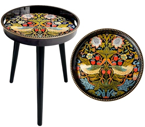 Round Indoor Side Tables with Detachable Wooden 3 Legs, Versatile Tray Table, Perfect for Round Coffee Table Tea, and Relaxation Time 17.7 Inch (Strawberry) - color: Strawberry
