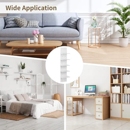 5 Tiers Floating Wall Shelf, Small Vertical White Floating Shelf for Narrow Spaces, Modern Wall-Mounted Decorative Shelves for Bedroom Living Room, Lightweight Wood-Plastic - size: 1PCS