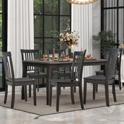 COLAMY Wooden Dining Chairs Set of 4, Farmhouse Dining Room Chairs, Windsor Spindle High Back Side Chairs, Armless Rubberwood Kitchen Table Chairs, Dark Brown - color: Dark Brown, size: Set of 4