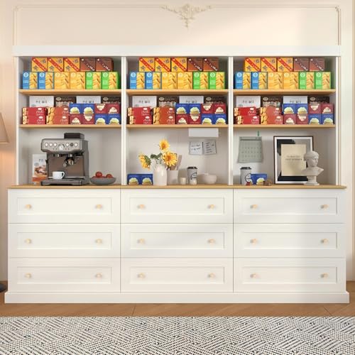 ivaniti 71" Tall Farmhouse Kitchen Pantry, Large Storage Cabinet with Drawers, Freestanding Coffee Bar Hutch with Microwave Stand, Adjustable Shelves for Kitchen, Living Room, White 3 Pcs - color: White, size: 3B