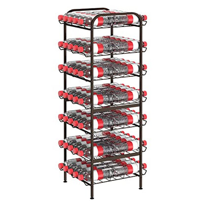 smusei Water Bottle Organizer 7 Tier Free Standing Vertical Metal Water Bottle Rack Shelf Adjustable Water Bottle Beverage Drink Stand Holder for Kitchen Pantry Food Storage, Bronze - size: 7 Tier