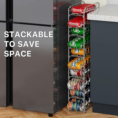 Simple Houseware Stackable Beverage Soda Can Dispenser Organizer Rack, Silver, 2 Pack - color: Silver, size: Standard