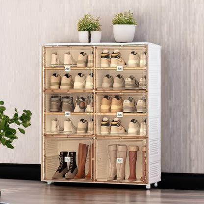 ANTBOX Portable Shoe Rack Organizer for Closet Entryway, Stackable Sneaker Storage Shoe Cabinet with Magnetic Clear Door, Large Plastic Storage containers Bins with Lids 5 Tiers 20 Pairs - size: 5 Tiers 20 Pairs