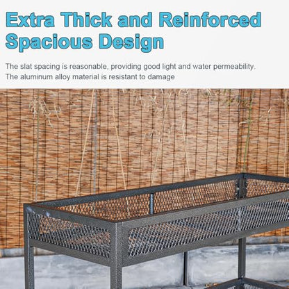 Heavy-Duty Plant Stand Outdoor Aluminum with Wheels | Waterproof Rust-Resistant Metal Plant Rack, High Capacity Moving Garden Cart for Patio Garden Balcony