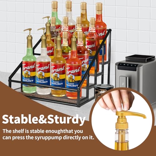 Coffee Syrup Organizer Rack, Liquor Bottle Display Shelf, Spice Racks, 4-Tier 16 Syrup Bottles Holder Stand for Coffee Bar Kitchen Small Wine Rack for Bar Family Storage for Syrup Wine Dressing - size: 4 Tier 16 Bottle Syrup Rack - 1 Pack