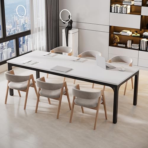 Tribesigns 6.5 FT Conference Room Table, 78.74" W x 27.56" D Large Office Conference Table, Modern Seminar Meeting Table Desk for Boardroom, Meeting Room (1, White and Black) - color: White and Black