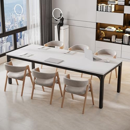 Tribesigns 6.5 FT Conference Room Table, 78.74" W x 27.56" D Large Office Conference Table, Modern Seminar Meeting Table Desk for Boardroom, Meeting Room (1, White and Black) - color: White and Black
