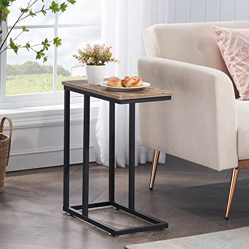 VECELO Universal C-Shaped Side Table, Multi-Functional Snack & TV Tray for Living Room, Bedroom, Grey (1 Set) - color: Grey, size: 1 Set