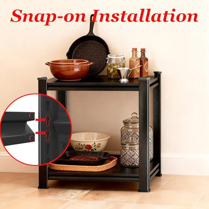 2 Tier Kitchen Storage Shelf, Kitchen Organizers Space Saving All Steel Freestanding Rack, Heavy Duty Metal Shelving Unit, Adjustable Open Shelf for Pantry Organizers and Storage 15.7"W×9.8"D×22"H - size: 2 Tier 15.7"W × 9.8"D × 22"H