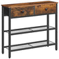 HOOBRO 29.5" Narrow Console Table with 2 Fabric Drawers, Sofa Table, Small Entryway Table with 3-Tier Storage Shelves, Behind Couch Table, for Living Room, Hallway, Rustic Brown and Black BF72XG01 - color: Rustic Brown + Black