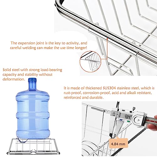 NiuYichee Stainless Steel Dish Drying Rack(14.2"L x 9.5"W x 4.1"H), Expandable Fruit & Vegetable Drain Rack over Sink, Dish Drainer Rack in Sink, with Stainless Steel Utensil Holder & 16" Silicone Mat - size: Small【14.2" X 9.5"】