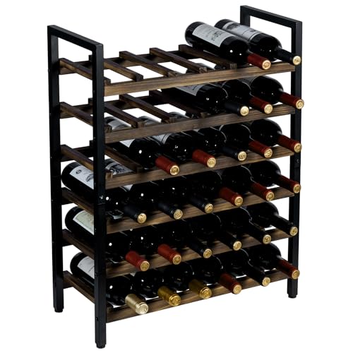 MyGift Wine Rack Freestanding Floor Stand, 6 Tier Wine Bottle Shelf - Holds up to 36 Bottles (Solid Wood)", since unit is 6 rack. - color: Solid Wood
