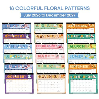 Desk Calendar 2026-2027, 18-Month Calendar Runs from July 2026 to December 2027, Large 17" x 12" Monthly Desktop & Wall Calendar for Home & Office - Festival - color: c-Festival, size: Jul 2026 – Dec 2027