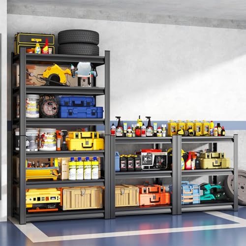 14" D Metal Shelves for Garage Storage, 36" W Garage Shelving Heavy Duty, Adjustable Steel Standing Shelf Units for Basement, Industrial, Shop, Pantry, Warehouse, Kitchen, Black - size: 4 Tier 35.4" W x 13.8" D x 63" H