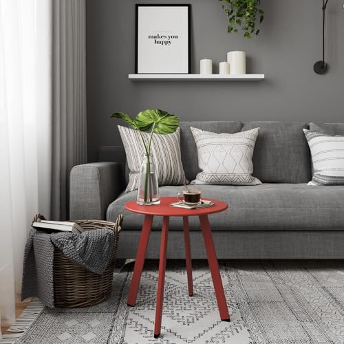 Grand patio Round Steel Patio Coffee Table Weather Resistant Nesting Tables Including One Large Side Table and One Small End Table, (Red, 2PC) - color: Red, style: 2 PC
