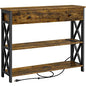 Topeakmart Console Table with Charging Station, 40" Narrow Entryway Table with 2 Power Outlets and 2 USB Ports, Sofa Hallway Table with Drawer, Behind Couch, for Living Room Rustic Brown - color: Rustic Brown, style: with Power Outlet