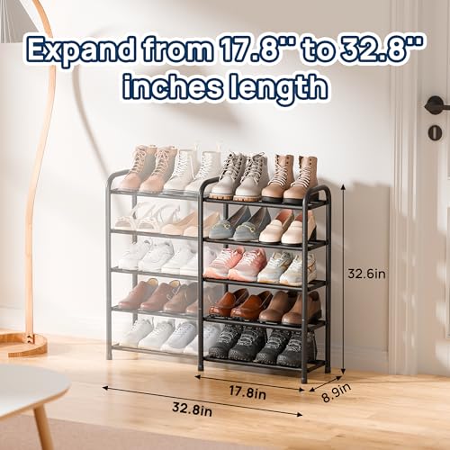 ENJOYBASICS 5 Tier Expandable Shoe Rack for Closet, Free Standing Metal Shoe Shelf Storage Organizer Holder 20 Pairs, Adjustable Width Shoe Rack for Entryway Small Space, Black - size: 5 Tier (10-20 Pairs)