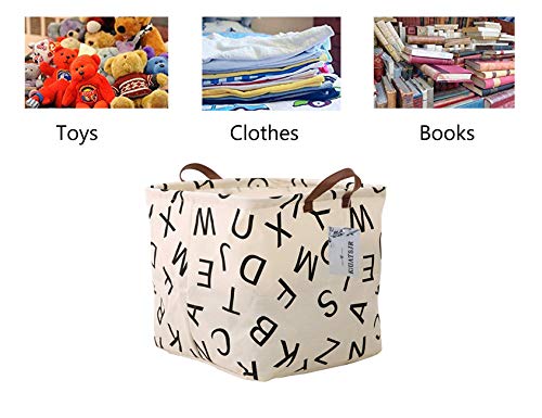 Square Storage Basket Canvas Collapsible Organizer Bins for Book, Nursery, Kid's Toys, Closet & Laundry, Gift Baskets(Letter) - color: Letter