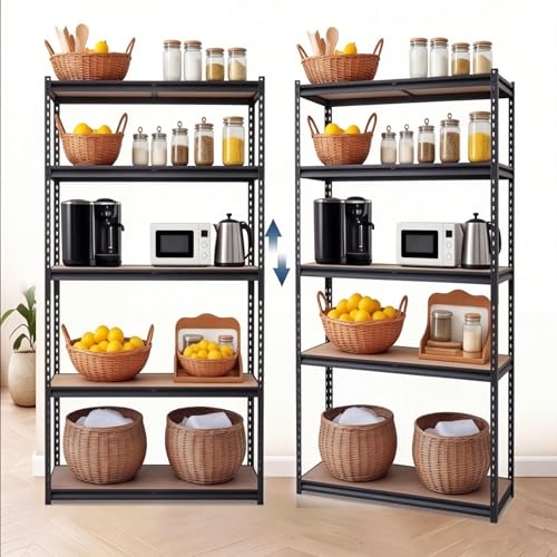 Heavy Duty Storage Shelves 5-Tier Shelving Unit, 2500 LBS Capacity Metal Rack for Garage Kitchen Pantry, Adjustable Shelves, 35" L x 18" W x 72" H - size: 72" H x 36" W x 18" D