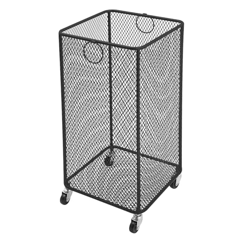 Rolling Laundry Basket, Large Capacity Metal Laundry Hamper with Wheels, Heavy Duty Iron Mesh Hamper Cart for Home Bathroom Bedroom Laundry Room (Black, Square) - color: Black, size: Square