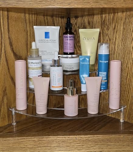 Gonice Small Clear Acrylic Display Riser, 4 Tier Desktop Display Stand for Mini Figurines, Doll Corner Shelf for Home, Office - size: 4tier