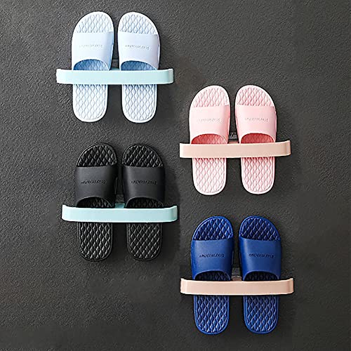 Wall Mounted Shoe Rack, Hanging Shoe Rack for Door, Self Adhesive Wall Mounted Holders Shelf Hanging Bathroom Storage Box Slippers Hanger Shoe Rack Shoe Organizer (4pc) - color: 4pc