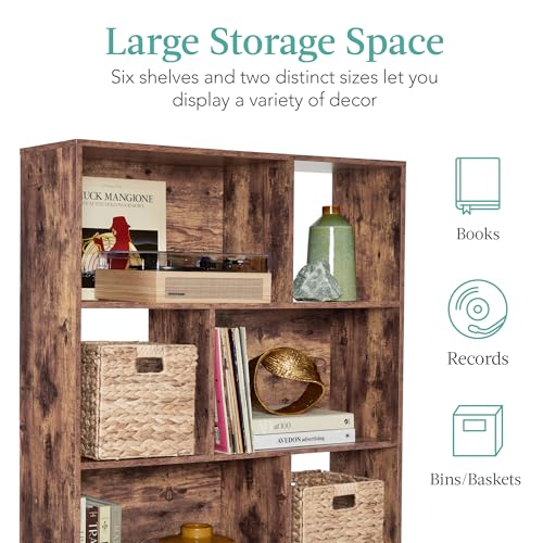 Best Choice Products 3-Tier Mid-Century Modern Wooden Bookcase, 6-Cube Organizer for Nursery, Kids Room, Living Room, w/Removable Back Panels, Pine Legs - Brown - color: Brown