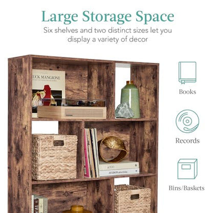 Best Choice Products 3-Tier Mid-Century Modern Wooden Bookcase, 6-Cube Organizer for Nursery, Kids Room, Living Room, w/Removable Back Panels, Pine Legs - Brown - color: Brown