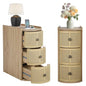 Narrow End Table Set of 2, Metal Rattan Side Table with Storage, Narrow Charging Nightstand with 3 Drawer for Bedroom Bedside, Living Room Couch Sofa, Desk Side Table for Small Spaces - Natural - size: Drawer Natural-set