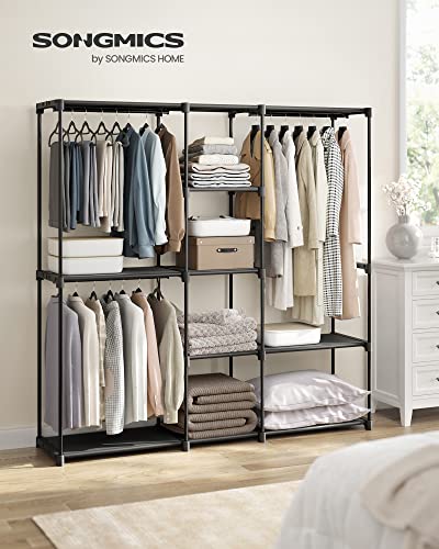 SONGMICS Portable Closet, Freestanding Closet Organizer, Clothes Rack with Shelves, Hanging Rods, Storage Organizer, for Cloakroom, Bedroom, 71.7 x 16.9 x 71.7 Inches, Black URYG037B02 - size: 71.7"L x 16.9"W x 71.7"H