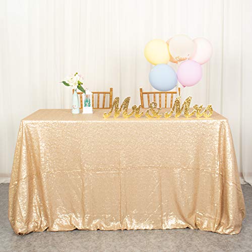 ShiDianYi Matte Gold 70x70-Inch Elegant Sequin Table Cover - Square Table Cloth for Party - color: Matte Gold, size: 70" x 70" (Square)