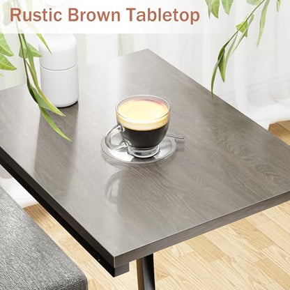 LAKEMID C Shaped End Table Set of 2,Side Table for Couch,Sofa End Table with Metal Frame,Couch Tables that Slide Under,TV Tray Table for Living Room Bedroom（Lvory） - color: Grey