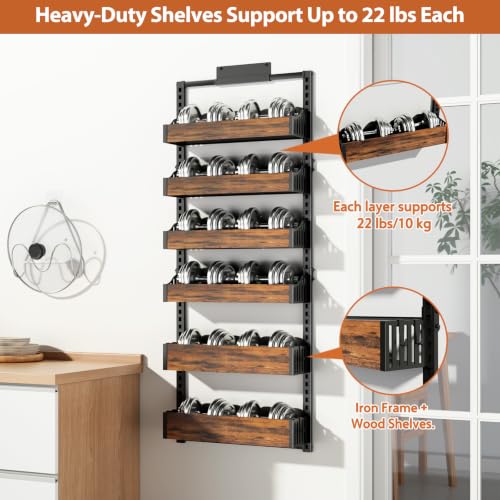Over the Door Pantry Organizer: Storage and Pantry Organization with Hanging Basket - 6-Tier Metal Spice Rack Adjustable Shelves for Kitchen Laundry Room Bedroom & Bathroom Black - size: 6-Tier