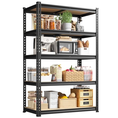 DurayLoly 5-Tier Storage Shelves, 2010LBS Adjustable Pantry Shelves, Metal Shelving Unit for Kitchen, Pantry, Closet, Laundry, Garage, 15.75" D × 31.55" W × 63.05" H - size: 63.05"H × 31.55"W × 15.75"D